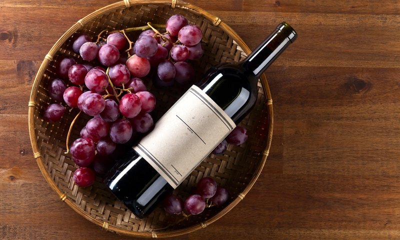 Обои виноград, красный, корзина, вино, бутылка, вина, grapes, red, basket, wine, bottle разрешение 5268x3492 Загрузить