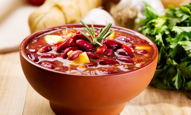 Обои миска, суп, фасоль, мексиканский, bowl, soup, beans, mexican разрешение 2048x1496 Загрузить