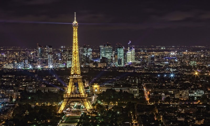 Обои свет, город, дома, париж, франция, эйфелева башня, light, the city, home, paris, france, eiffel tower разрешение 1920x1200 Загрузить