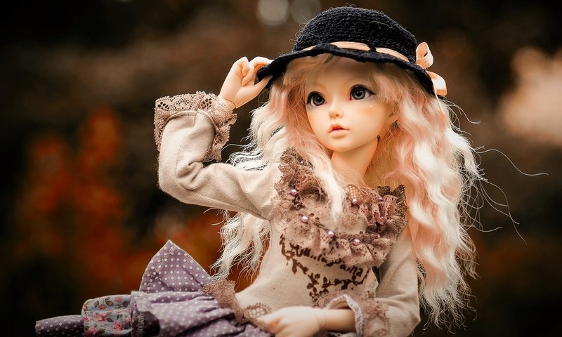 Обои взгляд, девочка, игрушка, кукла, волосы, шляпка, look, girl, toy, doll, hair, hat разрешение 1939x1257 Загрузить