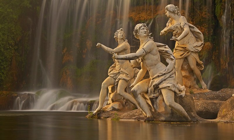 Обои фонтан, италия, скульптура, кампания, казерта, королевский дворец, fountain, italy, sculpture, campaign, caserta, royal palace разрешение 2048x1364 Загрузить