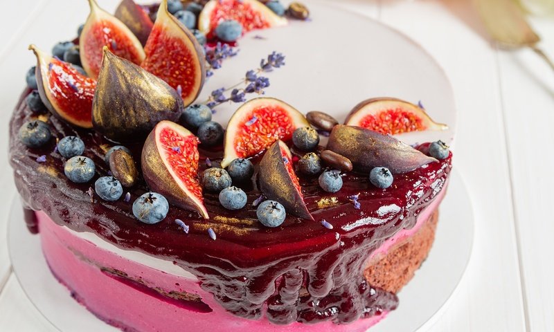 Обои лаванда, ягоды, черника, сладкое, торт, десерт, инжир, lavender, berries, blueberries, sweet, cake, dessert, figs разрешение 4650x3100 Загрузить