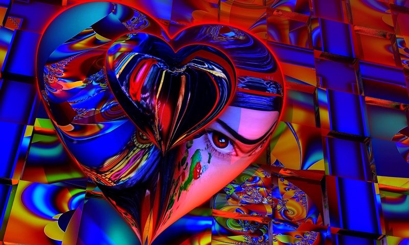 Обои цвет, сердце, фрактал, искусство, 3д, color, heart, fractal, art, 3d разрешение 2545x1796 Загрузить