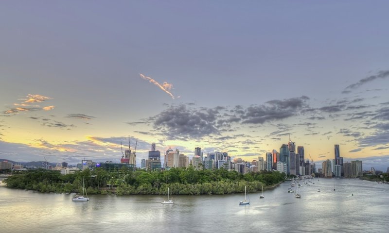 Обои панорама, город, небоскребы, австралия, брисбен, panorama, the city, skyscrapers, australia, brisbane разрешение 1920x1260 Загрузить