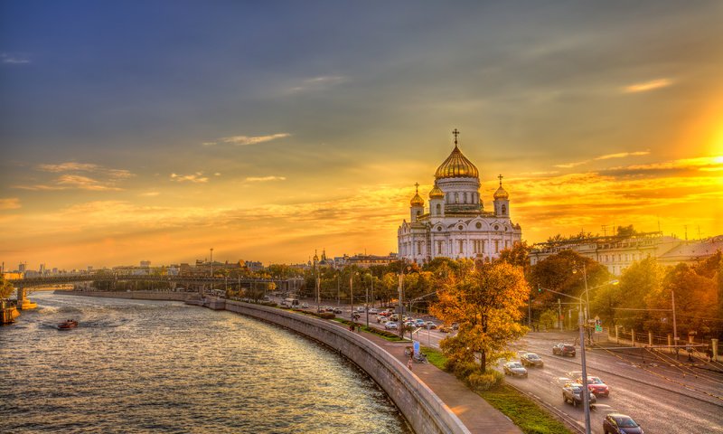 Обои закат, москва, россия, церковь, храм христа спасителя, sunset, moscow, russia, church, the cathedral of christ the savior разрешение 3500x2328 Загрузить