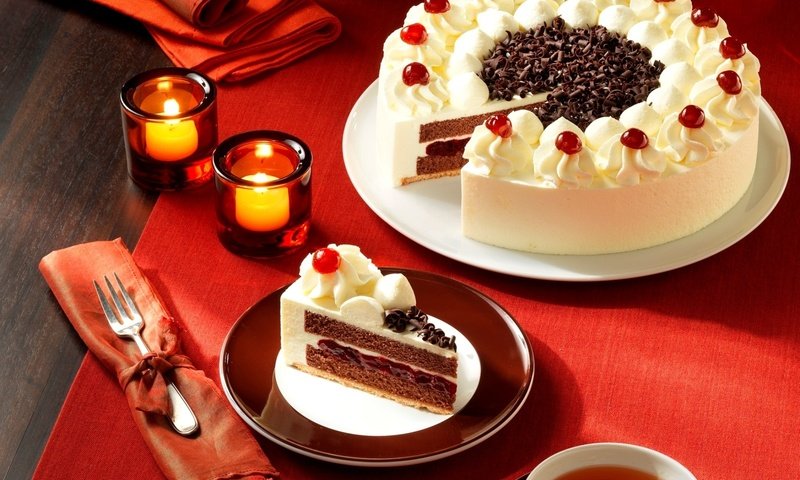 Обои шоколад, сладкое, торт, десерт, пирожное, свечки, крем, chocolate, sweet, cake, dessert, candle, cream разрешение 1920x1200 Загрузить