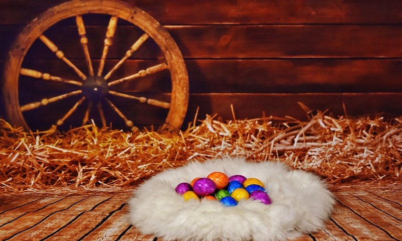 Обои сено, пасха, яйца, гнездо, писанки, hay, easter, eggs, socket разрешение 2939x1920 Загрузить