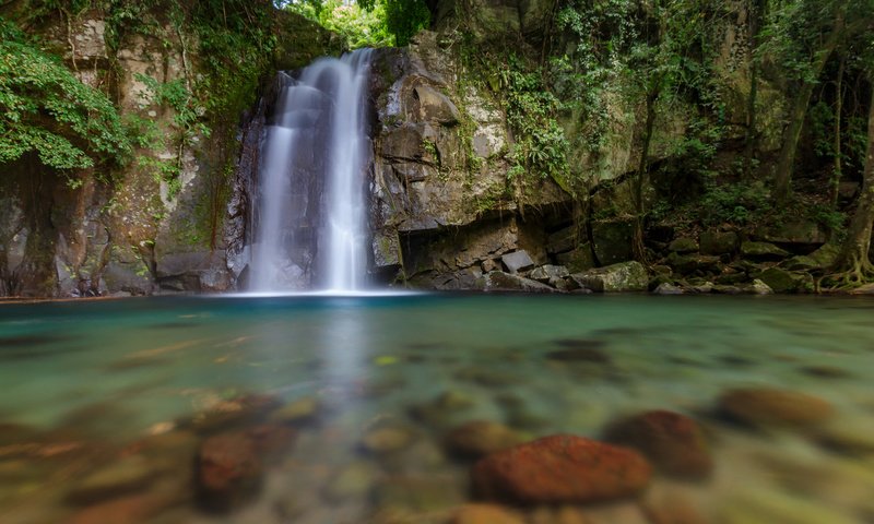 Обои река, скалы, природа, водопад, филипины, cumon, malinao, albay, george qua, vera falls, river, rocks, nature, waterfall, philippines разрешение 1920x1200 Загрузить