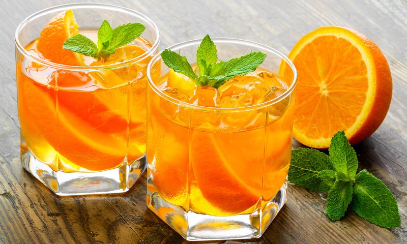 Обои мята, напиток, апельсины, лёд, коктейль, цитрусы, mint, drink, oranges, ice, cocktail, citrus разрешение 3840x2400 Загрузить