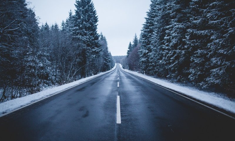 Обои дорога, деревья, природа, зима, road, trees, nature, winter разрешение 2048x1365 Загрузить