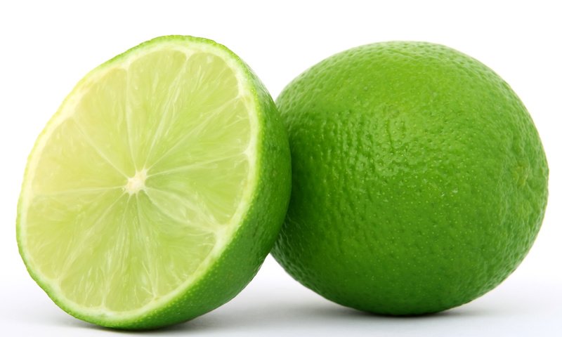 Обои фрукты, белый фон, лайм, цитрусы, fruit, white background, lime, citrus разрешение 2948x2020 Загрузить