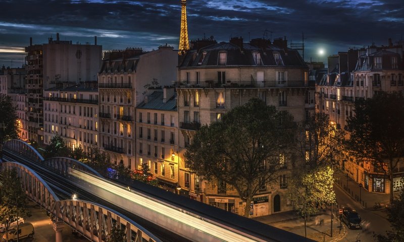 Обои ночь, город, париж, франция, эйфелева башня, night, the city, paris, france, eiffel tower разрешение 5676x3884 Загрузить