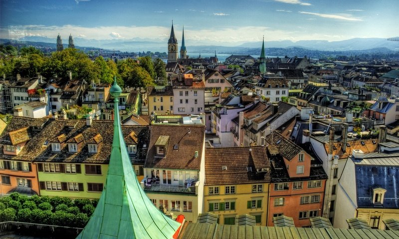 Обои панорама, город, швейцария, здания, цюрих, panorama, the city, switzerland, building, zurich разрешение 2238x1600 Загрузить