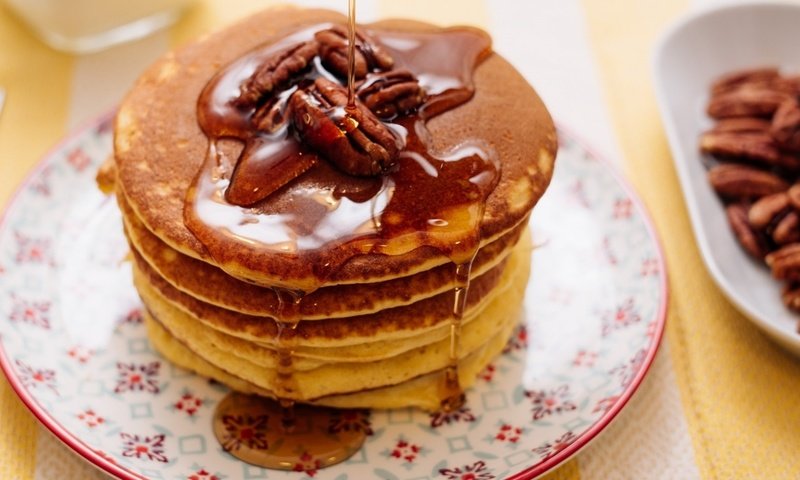 Обои орехи, мед, блинчики, блины, панкейк, nuts, honey, pancakes, pancake разрешение 1920x1080 Загрузить