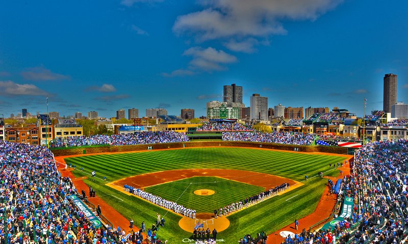 Обои небо, люди, город, сша, стадион, чикаго, ригли-филд, the sky, people, the city, usa, stadium, chicago, wrigley field разрешение 3840x2400 Загрузить