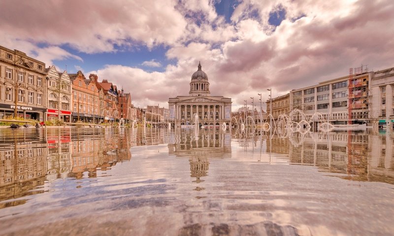 Обои дома, фонтан, англия, площадь, ноттингем, home, fountain, england, area, nottingham разрешение 2048x1282 Загрузить