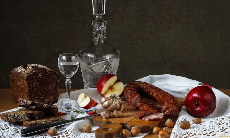 Обои водка, графин, закуска, рюмка, vodka, decanter, appetizer, glass разрешение 1920x1080 Загрузить