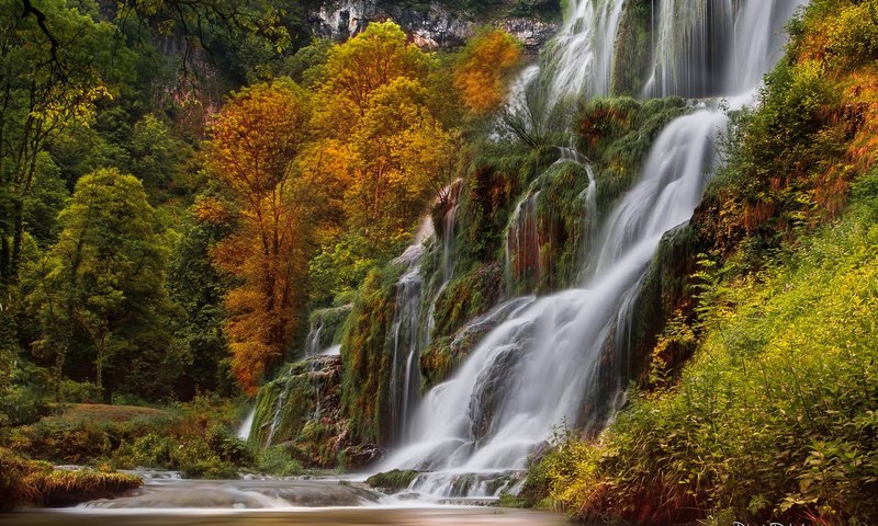 Обои река, природа, лес, водопад, осень, river, nature, forest, waterfall, autumn разрешение 1920x1200 Загрузить