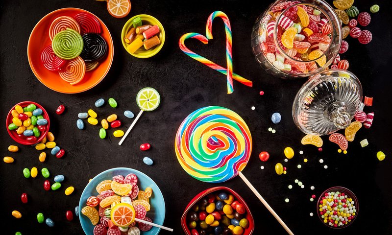 Обои разноцветные, конфеты, сладости, леденцы, карамель, мармелад, драже, colorful, candy, sweets, lollipops, caramel, marmalade, pills разрешение 1920x1200 Загрузить