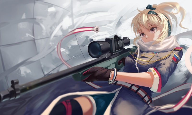 Обои арт, девушка, оружие, аниме, снайпер, снайперская винтовка, art, girl, weapons, anime, sniper, sniper rifle разрешение 4800x2480 Загрузить