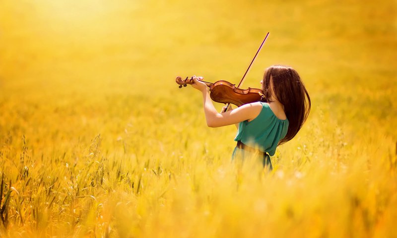 Обои девушка, поле, скрипка, музыка, arif atlı, girl, field, violin, music разрешение 1920x1200 Загрузить