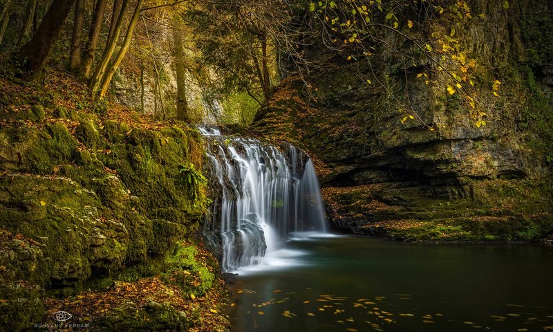 Обои река, природа, листья, водопад, осень, river, nature, leaves, waterfall, autumn разрешение 1920x1200 Загрузить