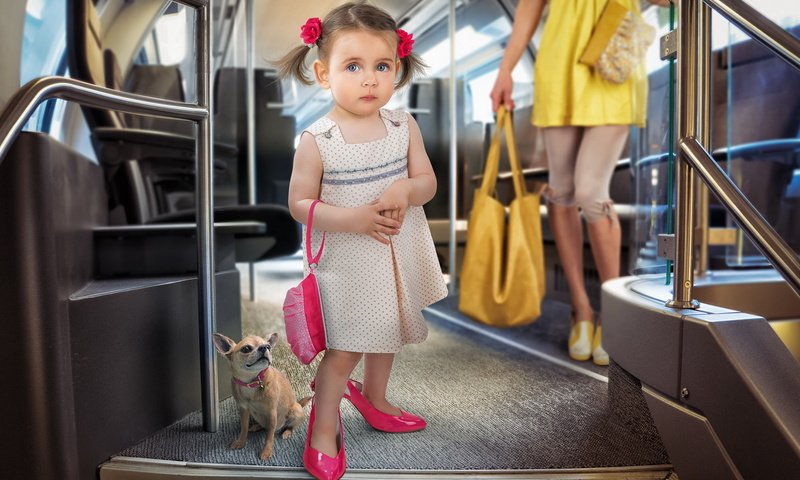 Обои платье, взгляд, собака, дети, девочка, ребенок, туфли, dress, look, dog, children, girl, child, shoes разрешение 1920x1200 Загрузить