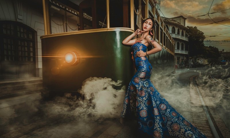 Обои стиль, платье, поза, трамвай, фигура, азиатка, style, dress, pose, tram, figure, asian разрешение 2048x1536 Загрузить