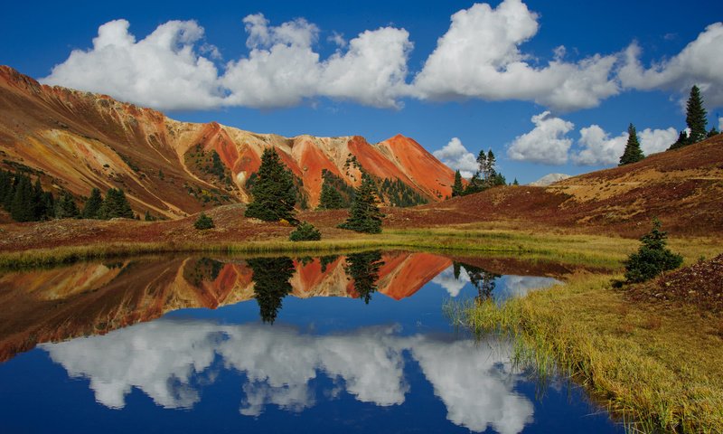 Обои небо, облака, озеро, горы, отражение, колорадо, the sky, clouds, lake, mountains, reflection, colorado разрешение 1920x1200 Загрузить