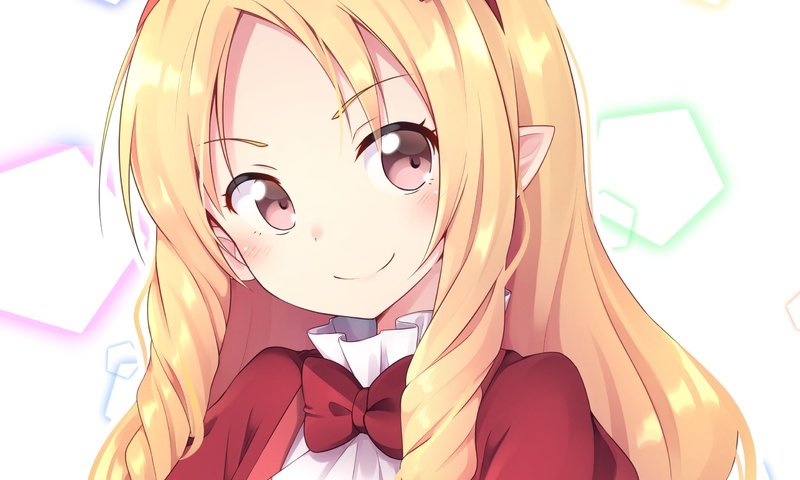 Обои блондинка, улыбка, ушки, лента, эльф, eromanga-sensei, yamada elf, blonde, smile, ears, tape, elf разрешение 2586x2735 Загрузить