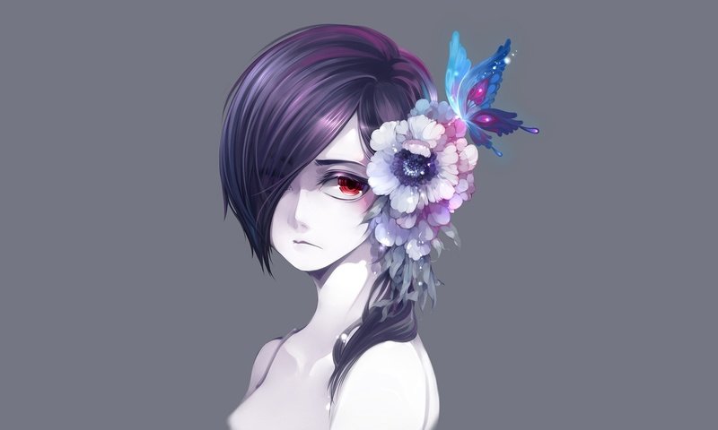 Обои цветок, аниме, токийский гуль, мангака, киришима тоука, flower, anime, tokyo ghoul, mangaka, kirishima, touka разрешение 1920x1080 Загрузить