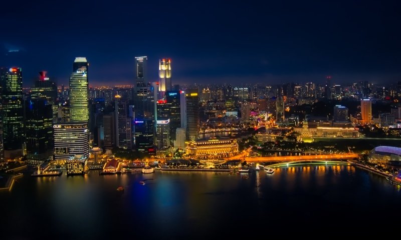 Обои ночь, огни, город, сингапур, night, lights, the city, singapore разрешение 7944x2636 Загрузить