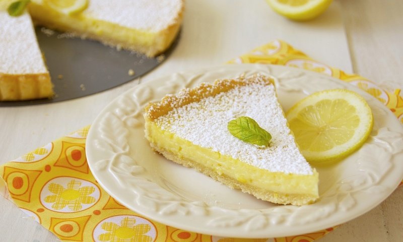 Обои мята, лимон, выпечка, десерт, сахарная пудра, пирог, mint, lemon, cakes, dessert, powdered sugar, pie разрешение 1920x1276 Загрузить