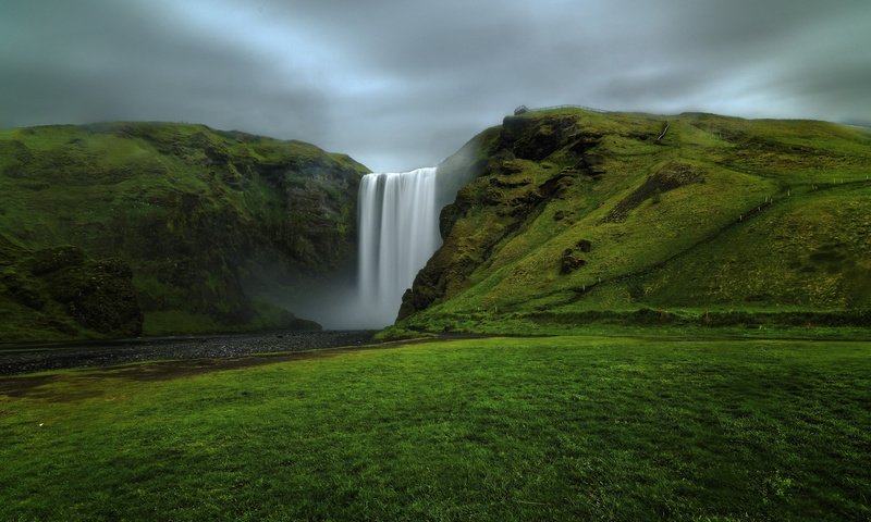 Обои река, природа, водопад, исландия, скоугафосс, etienne ruff, river, nature, waterfall, iceland, skogafoss разрешение 1920x1200 Загрузить