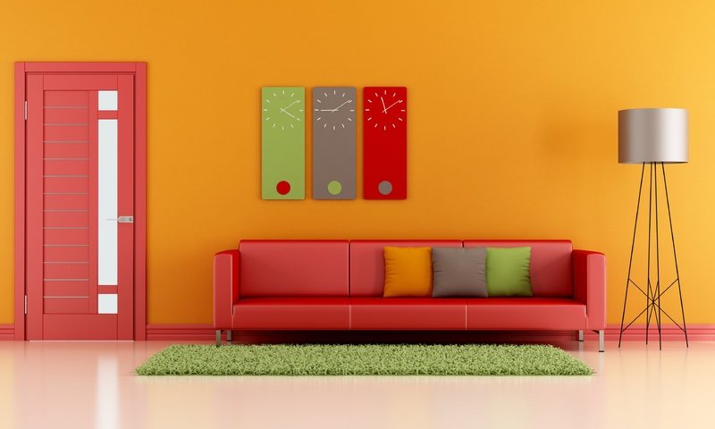Обои стиль, интерьер, подушки, гостиная, торшер, красный диван, style, interior, pillow, living room, floor lamp, red sofa разрешение 3840x2400 Загрузить