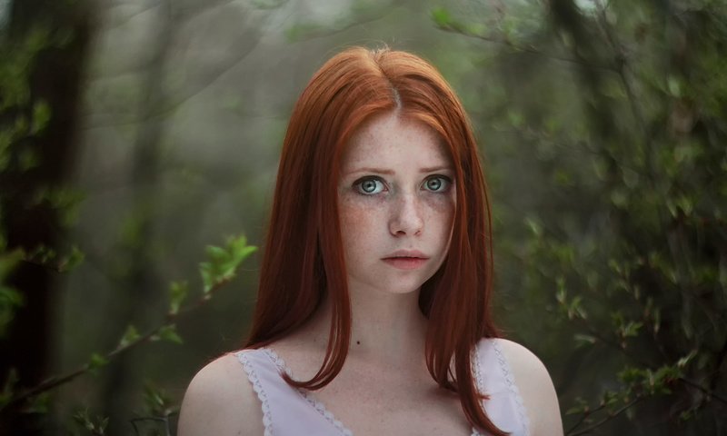 Обои глаза, веснушки, лес, длинные волосы, девушка, lora kalinina, портрет, взгляд, рыжая, модель, лицо, eyes, freckles, forest, long hair, girl, portrait, look, red, model, face разрешение 2048x1365 Загрузить