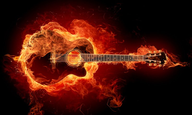 Обои гитара, огонь, струны, рок, гитарный риф, guitar, fire, strings, rock, guitar riff разрешение 1920x1200 Загрузить