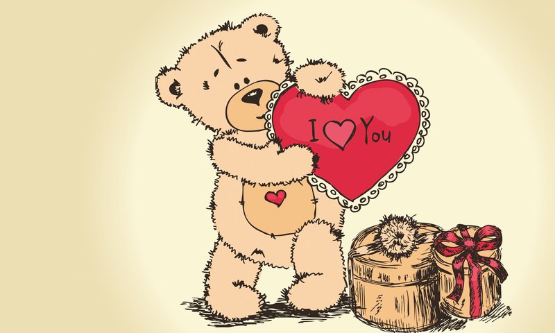 Обои рисунок, медведь, мишка, сердце, подарок, день влюбленных, люблю, валентинов день, figure, bear, heart, gift, valentine's day, love разрешение 4000x2667 Загрузить