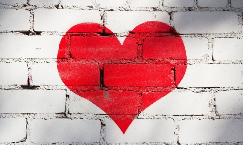 Обои сердце, любовь, кирпичи, кирпичная стена, heart, love, bricks, brick wall разрешение 3800x2500 Загрузить