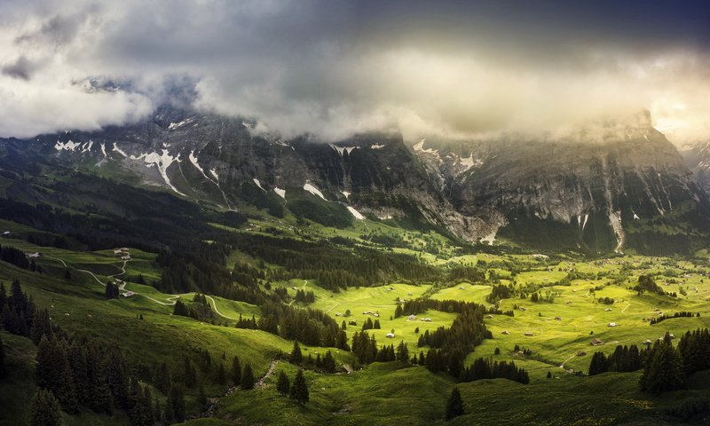 Обои трава, горы, пейзаж, швейцария, луг, grass, mountains, landscape, switzerland, meadow разрешение 3216x2001 Загрузить