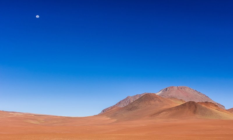 Обои небо, пейзаж, песок, пустыня, луна, the sky, landscape, sand, desert, the moon разрешение 3000x2000 Загрузить