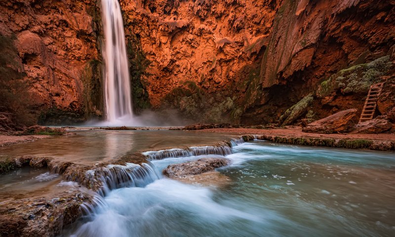 Обои река, природа, пейзаж, водопад, каньон, michael wilson, river, nature, landscape, waterfall, canyon разрешение 3840x2400 Загрузить