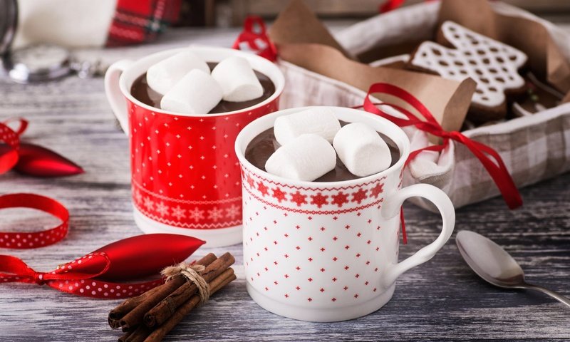 Обои кружки, зефир, горячий шоколад, маршмеллоу, mugs, marshmallows, hot chocolate разрешение 1920x1200 Загрузить