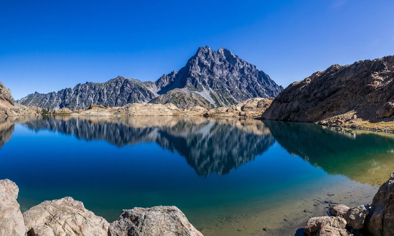 Обои небо, озеро, горы, природа, отражение, the sky, lake, mountains, nature, reflection разрешение 3840x2400 Загрузить