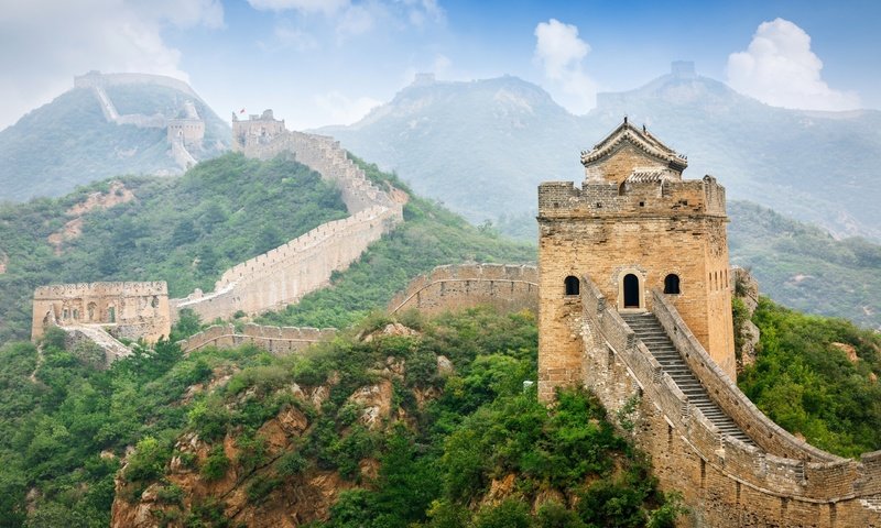 Обои небо, горы, стена, китай, the sky, mountains, wall, china разрешение 2560x1600 Загрузить