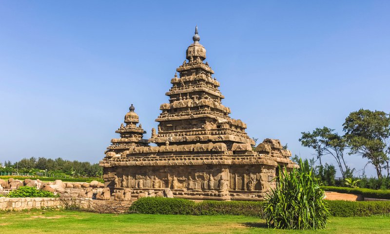 Обои храм, индия, махабалипурам, мамаллапурам, temple, india, mahabalipuram, mamallapuram разрешение 3840x2400 Загрузить