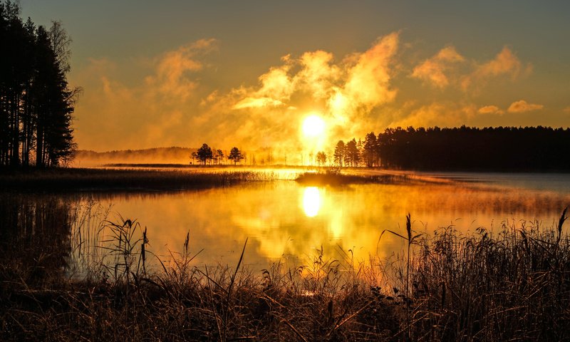 Обои озеро, закат, lake, sunset разрешение 5184x3456 Загрузить