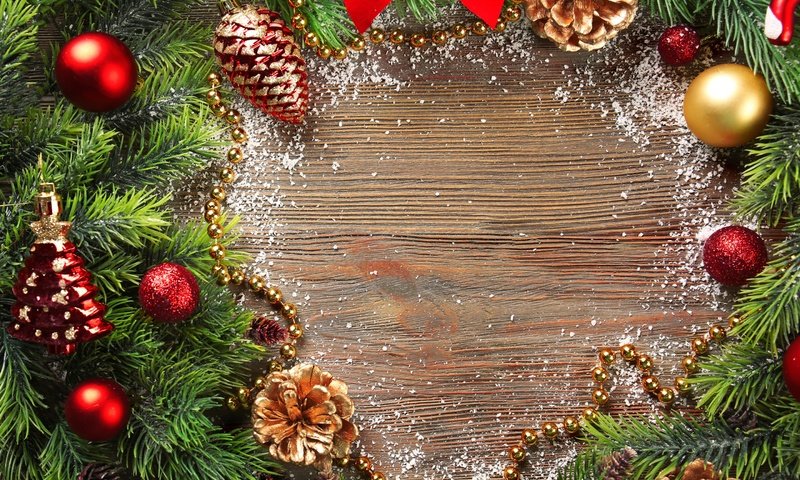 Обои новый год, елка, рождество, шишки, елочные украшения, new year, tree, christmas, bumps, christmas decorations разрешение 2880x1800 Загрузить