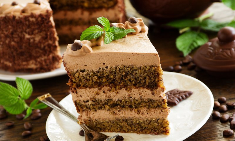 Обои шоколад, торт, десерт, слои, крем, кусок торта, chocolate, cake, dessert, layers, cream, piece of cake разрешение 7000x4667 Загрузить