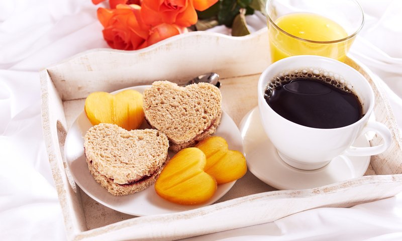 Обои кофе, завтрак, десерт, 5, поднос, апельсиновый сок, сок, тосты, coffee, breakfast, dessert, tray, orange juice, juice, toast разрешение 6000x4000 Загрузить